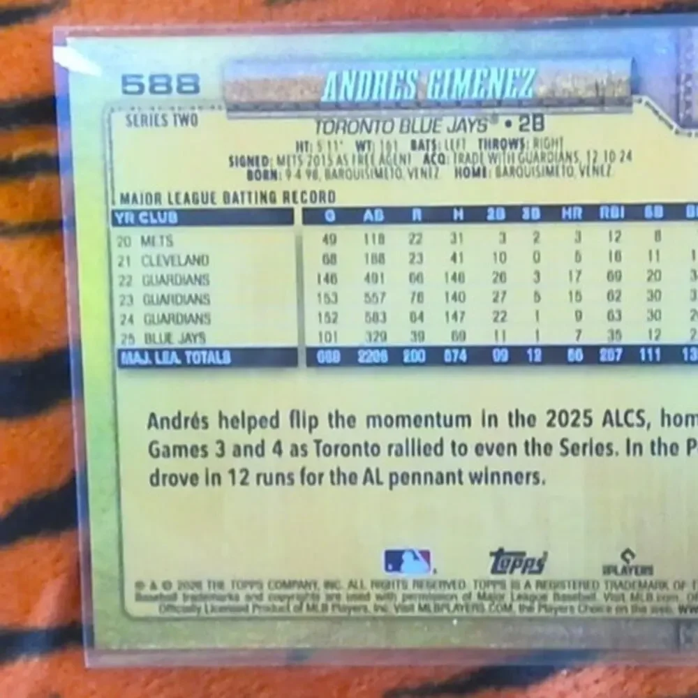 Topps 2026 Baseball Series 2 #588 Andres Gimenez Golden Mirror Variation MLB - Picture 3 of 4